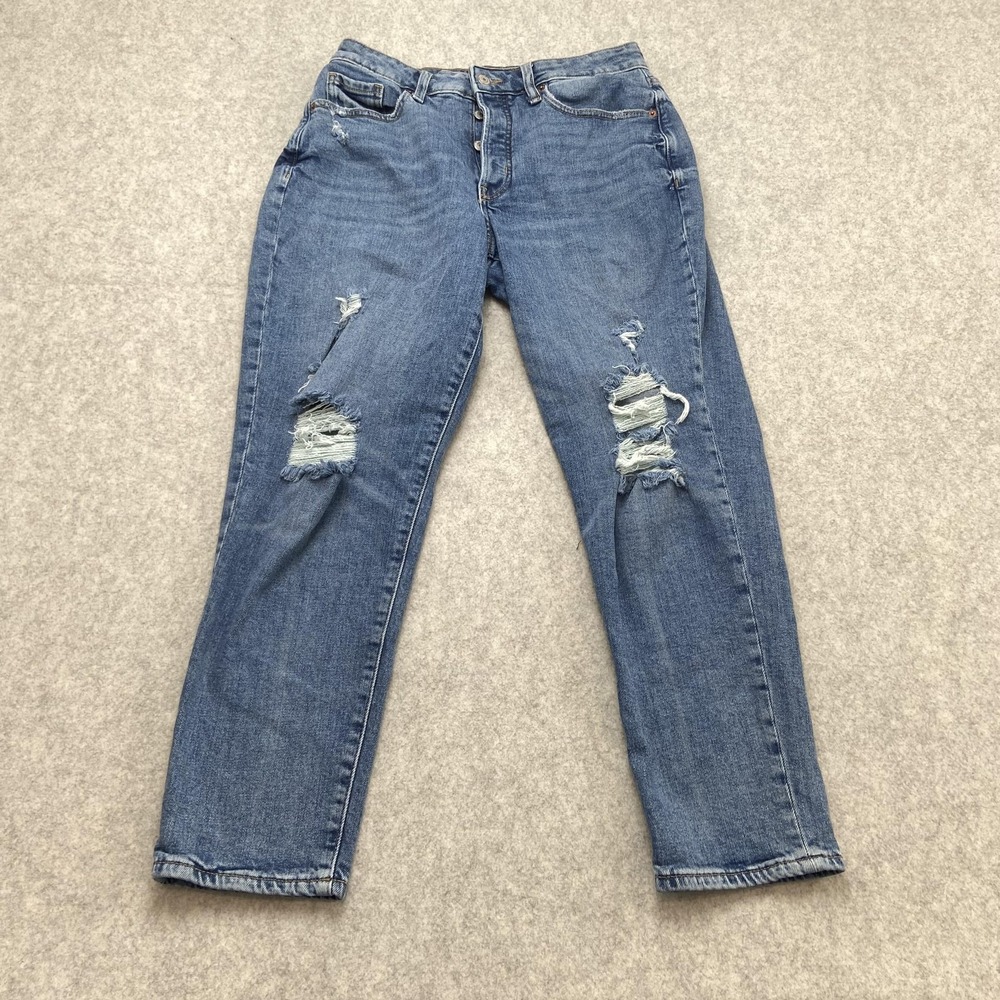 Old Navy Womens 8 Curvy O.G. Jeans (28x26) Blue High Rise Straight Distressed